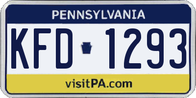 PA license plate KFD1293