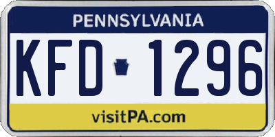PA license plate KFD1296