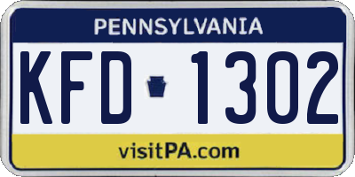 PA license plate KFD1302