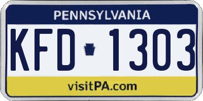 PA license plate KFD1303