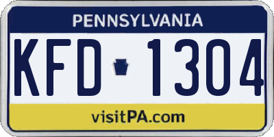 PA license plate KFD1304