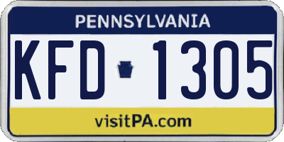 PA license plate KFD1305