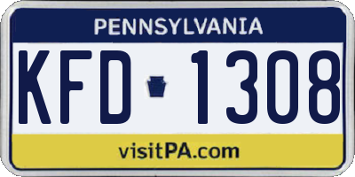 PA license plate KFD1308