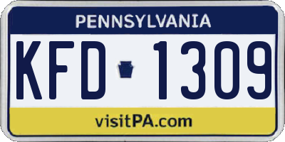 PA license plate KFD1309