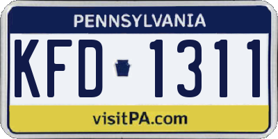 PA license plate KFD1311