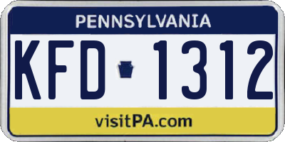 PA license plate KFD1312