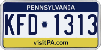 PA license plate KFD1313