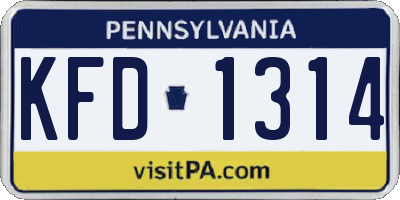 PA license plate KFD1314