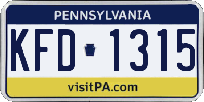 PA license plate KFD1315