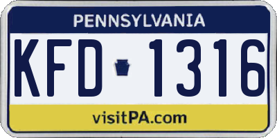 PA license plate KFD1316