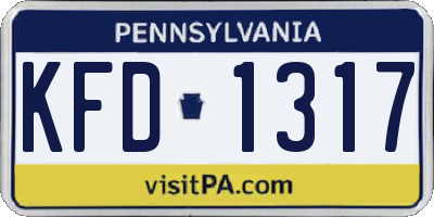 PA license plate KFD1317