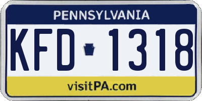 PA license plate KFD1318