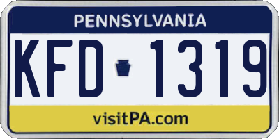 PA license plate KFD1319