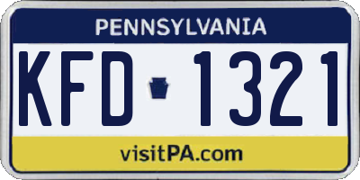 PA license plate KFD1321