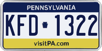 PA license plate KFD1322