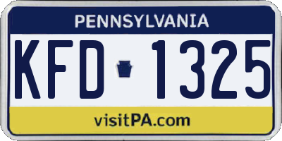 PA license plate KFD1325