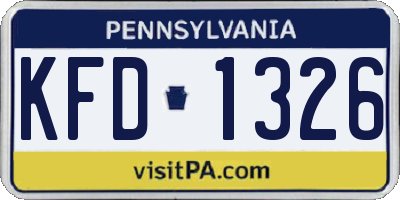 PA license plate KFD1326