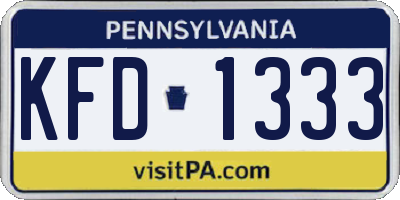 PA license plate KFD1333