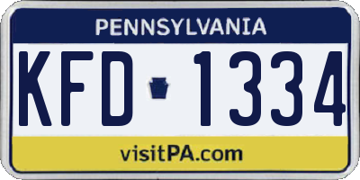 PA license plate KFD1334