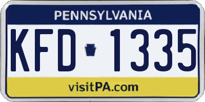 PA license plate KFD1335