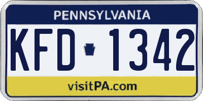 PA license plate KFD1342