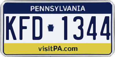 PA license plate KFD1344