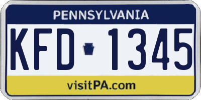 PA license plate KFD1345