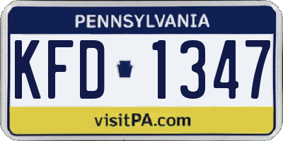 PA license plate KFD1347
