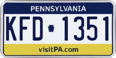 PA license plate KFD1351