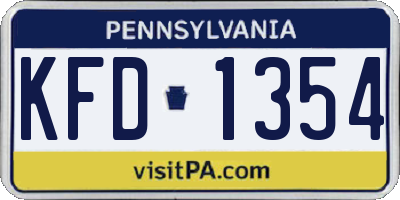 PA license plate KFD1354