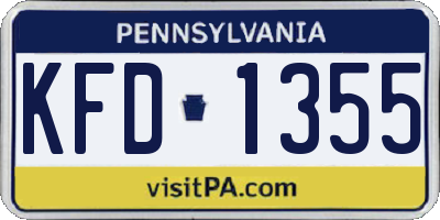 PA license plate KFD1355