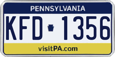 PA license plate KFD1356