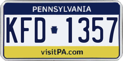 PA license plate KFD1357