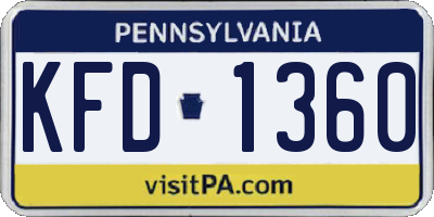 PA license plate KFD1360