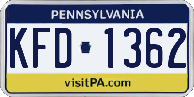 PA license plate KFD1362