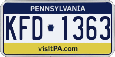 PA license plate KFD1363
