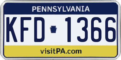 PA license plate KFD1366