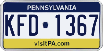 PA license plate KFD1367