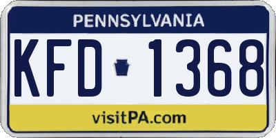 PA license plate KFD1368