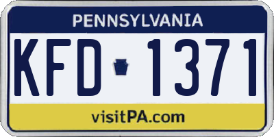 PA license plate KFD1371