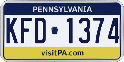 PA license plate KFD1374