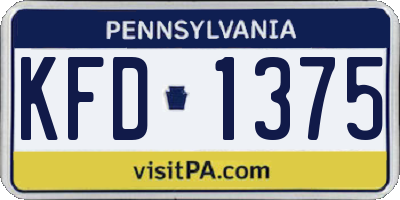 PA license plate KFD1375