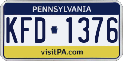 PA license plate KFD1376