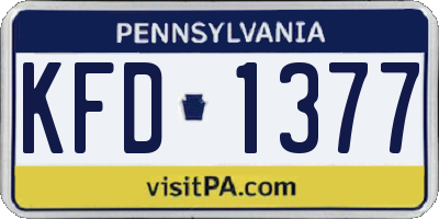 PA license plate KFD1377