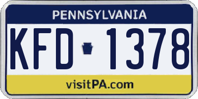 PA license plate KFD1378