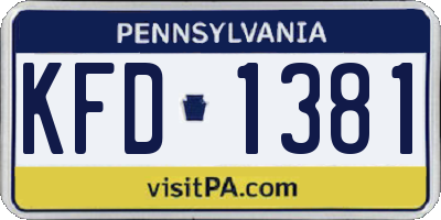 PA license plate KFD1381