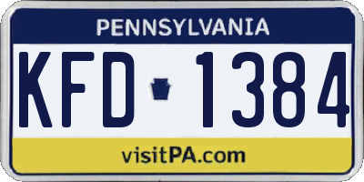 PA license plate KFD1384