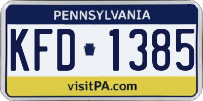 PA license plate KFD1385