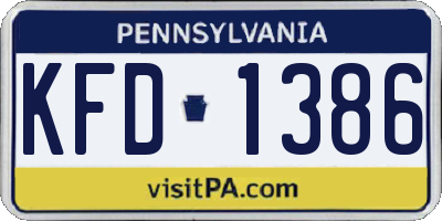 PA license plate KFD1386