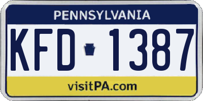 PA license plate KFD1387